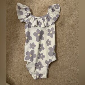 Floral Purple Ruffle Kids One Piece Swimsuit - 18-24 months